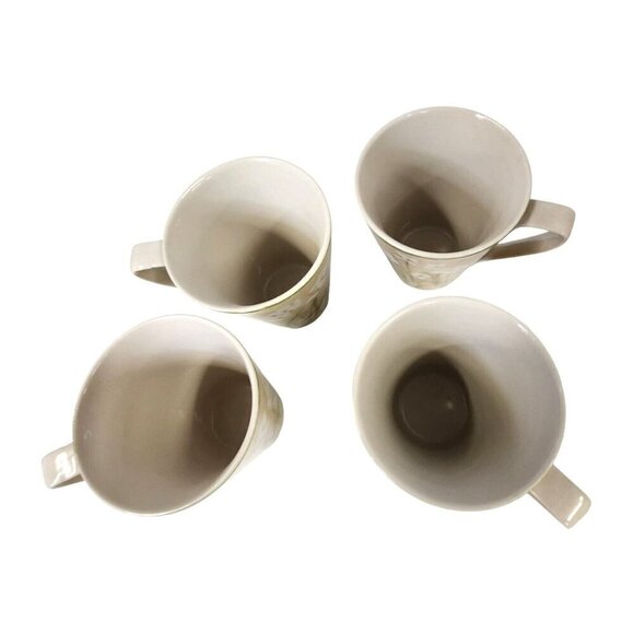 Set Of 4 Cheri Blum For 222 Fifth Narcissus Coffee Mugs Floral Design 12 Oz Beig - Picture 6 of 10